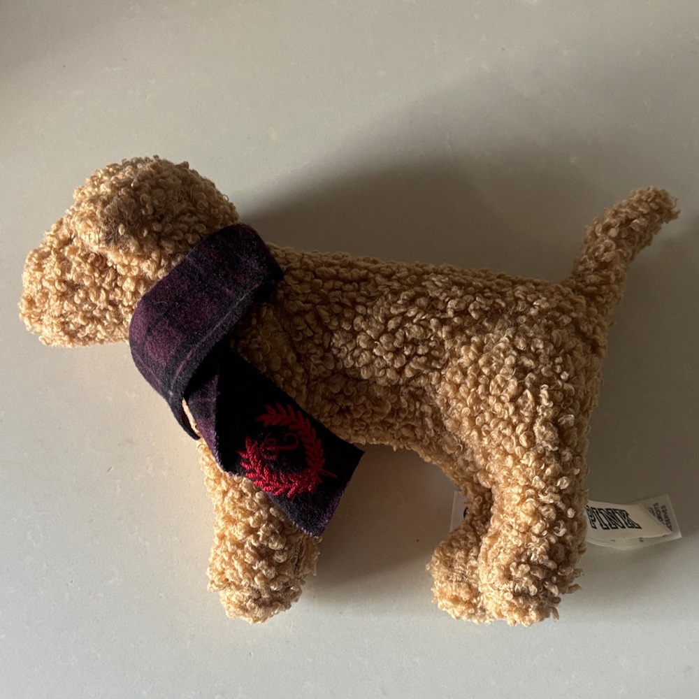 ❤️… PINK Victoria's Secret Tan Dog  Sherpa Plush Scarf NWOT